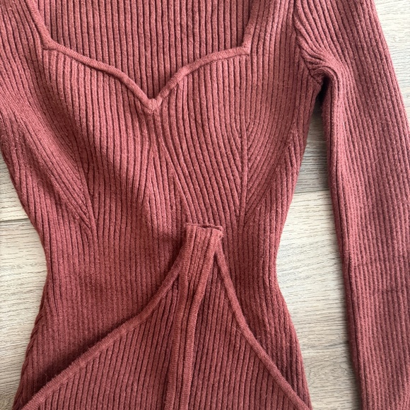 Abercrombie Long-Sleeve Sweetheart Sweater Bodysuit size small brown - Picture 4 of 5